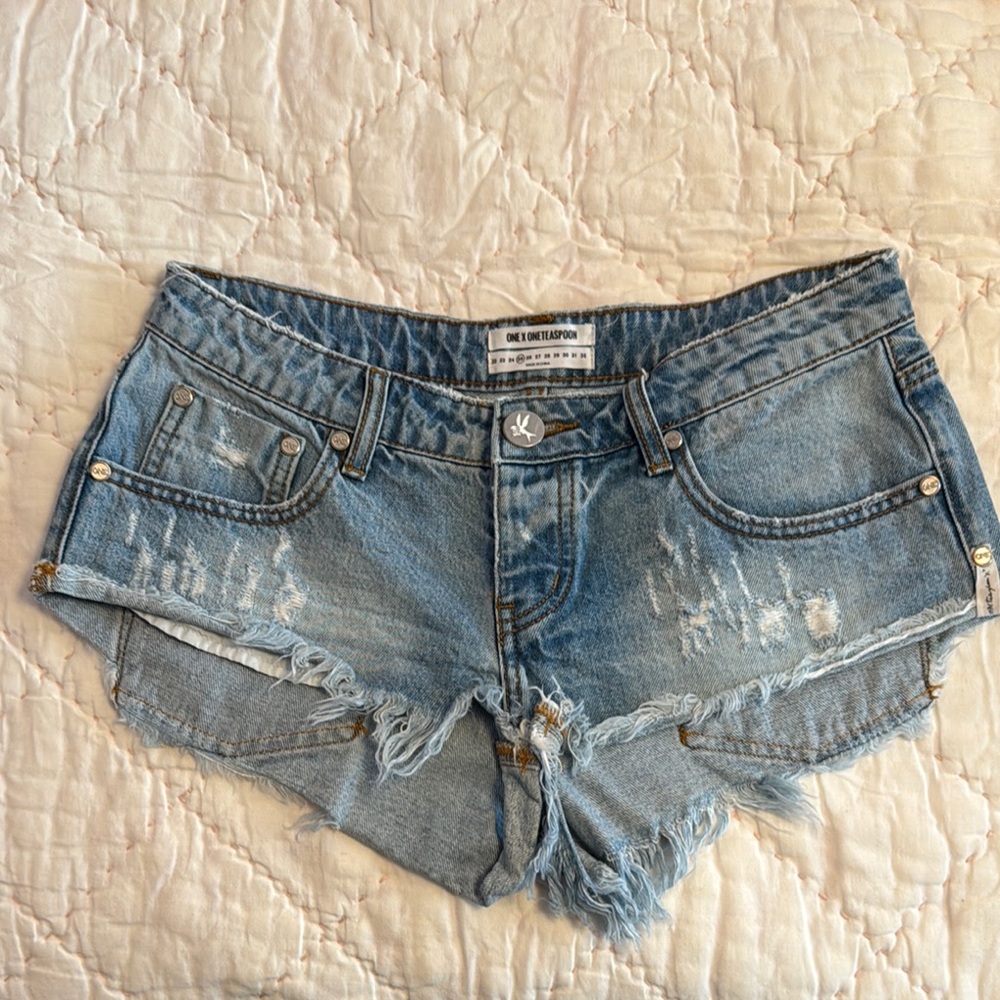 One Teaspoon Women's Blue Denim Shorts